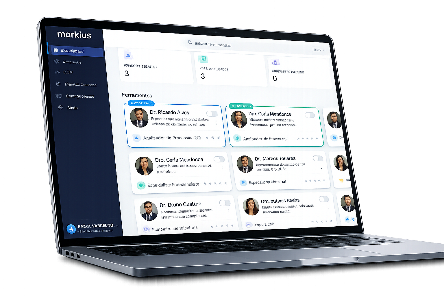 Painel do Markjus num notebook